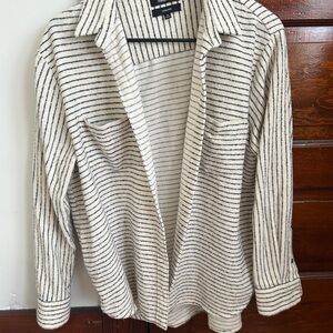 Madewell White and Black Button-Up flannel shirt